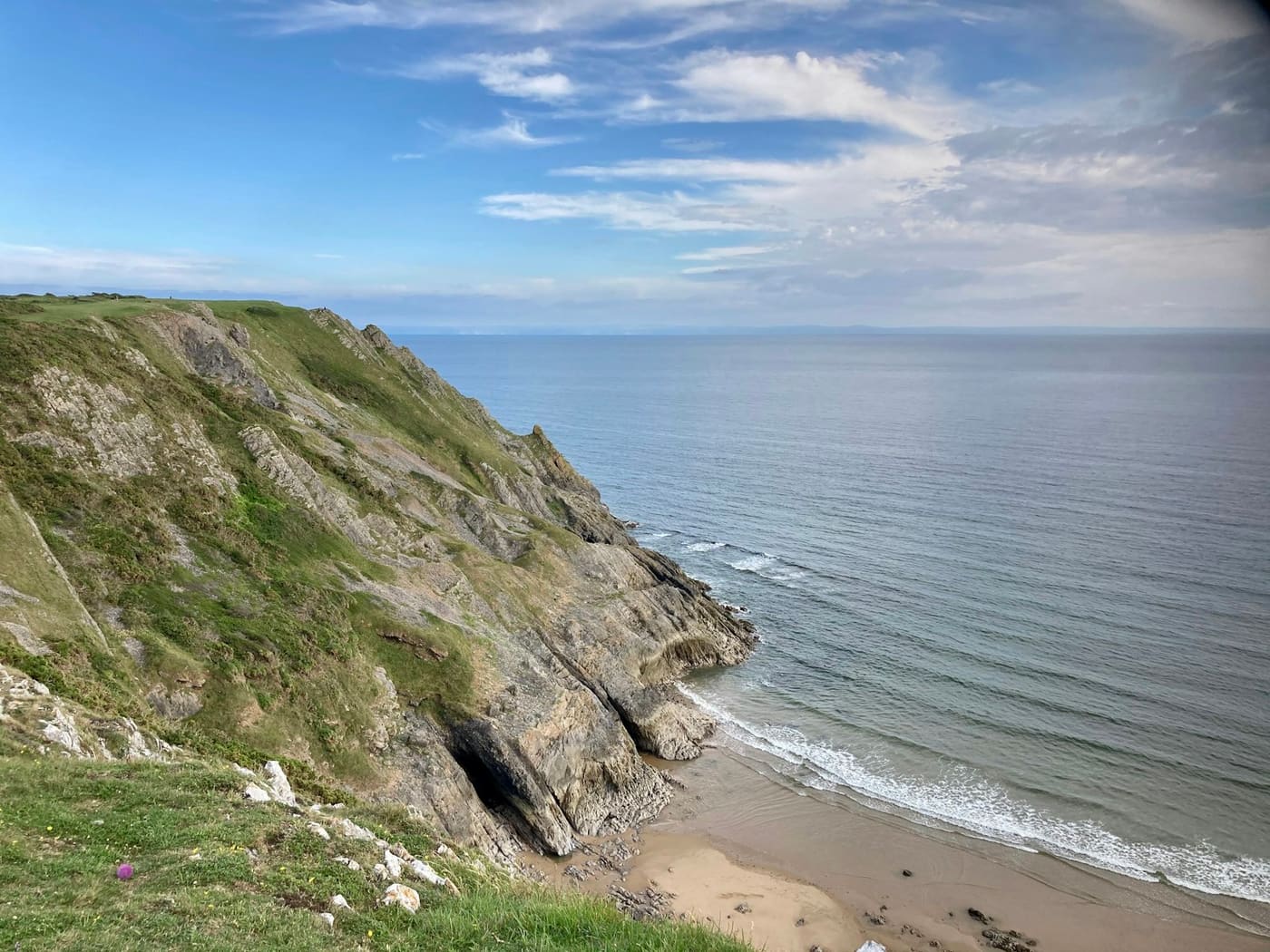 Limestone cliffs above Three Cliffs Bay on Gower
